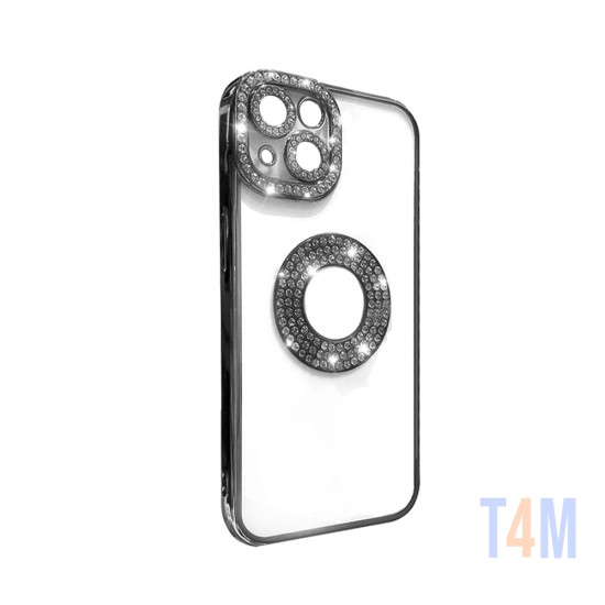 Capa de Silicone Suave com Design de Diamante para Apple iPhone 14 Plus Preto